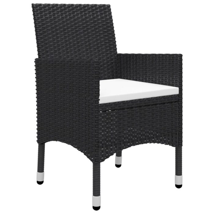 3-tlg. Bistro-Set Poly Rattan und Hartglas Schwarz – Bild 4