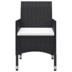 3-tlg. Bistro-Set Poly Rattan und Hartglas Schwarz – Bild 5