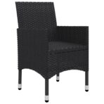 3-tlg. Bistro-Set Poly Rattan und Hartglas Schwarz – Bild 6