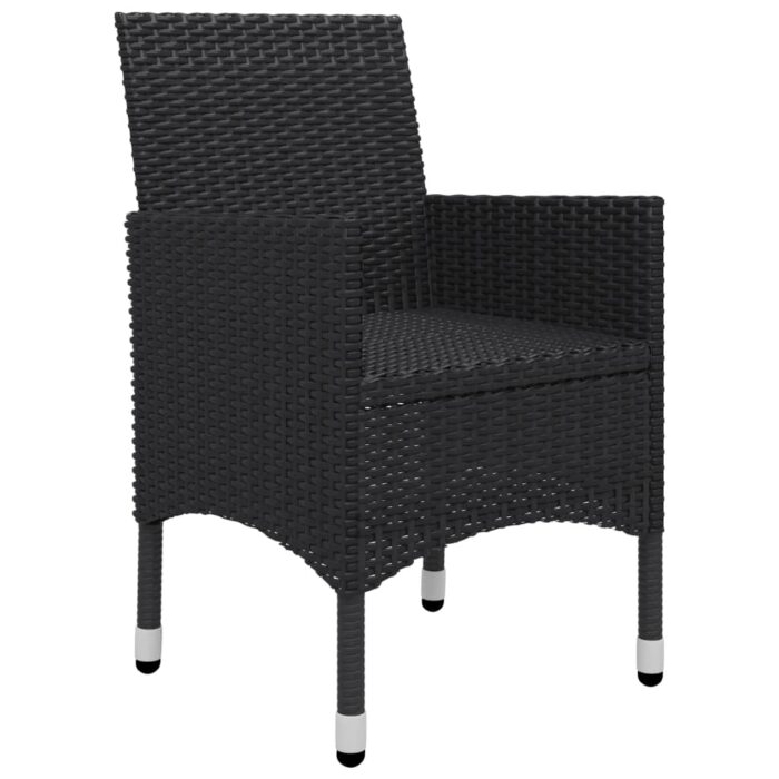 3-tlg. Bistro-Set Poly Rattan und Hartglas Schwarz – Bild 6
