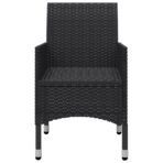 3-tlg. Bistro-Set Poly Rattan und Hartglas Schwarz – Bild 7