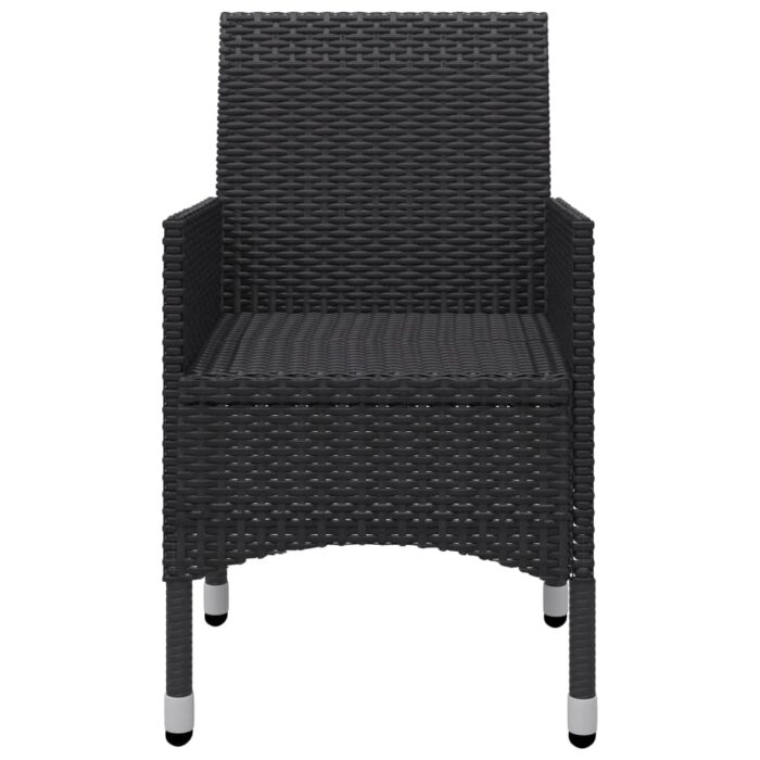 3-tlg. Bistro-Set Poly Rattan und Hartglas Schwarz – Bild 7