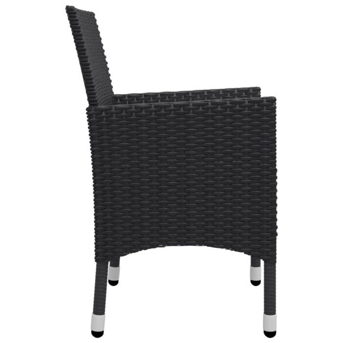 3-tlg. Bistro-Set Poly Rattan und Hartglas Schwarz – Bild 8