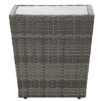 3-tlg. Bistro-Set Poly Rattan und Glas Grau – Bild 10