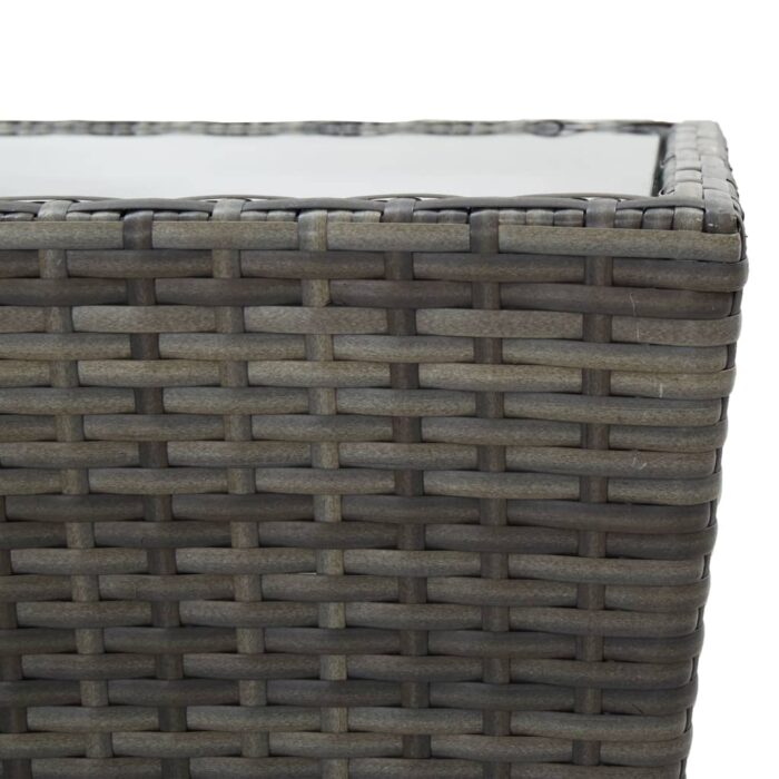 3-tlg. Bistro-Set Poly Rattan und Glas Grau – Bild 12