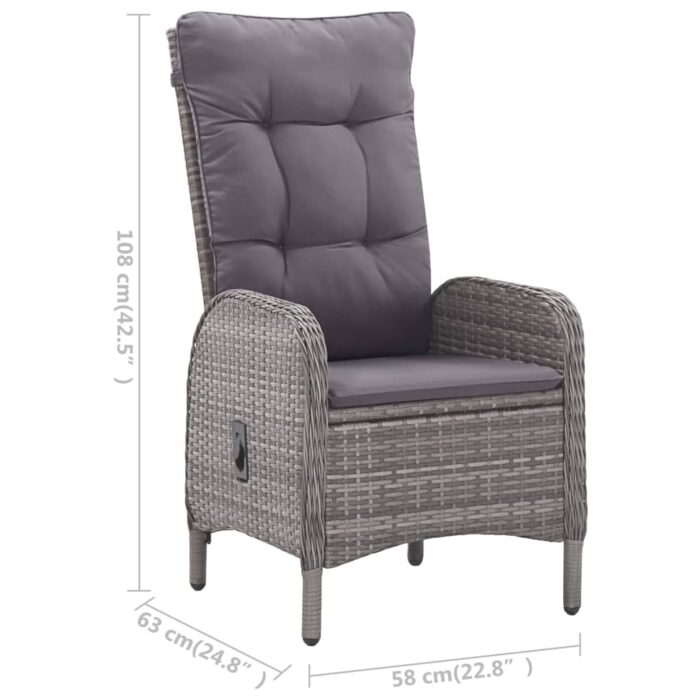 3-tlg. Bistro-Set Poly Rattan und Glas Grau – Bild 13