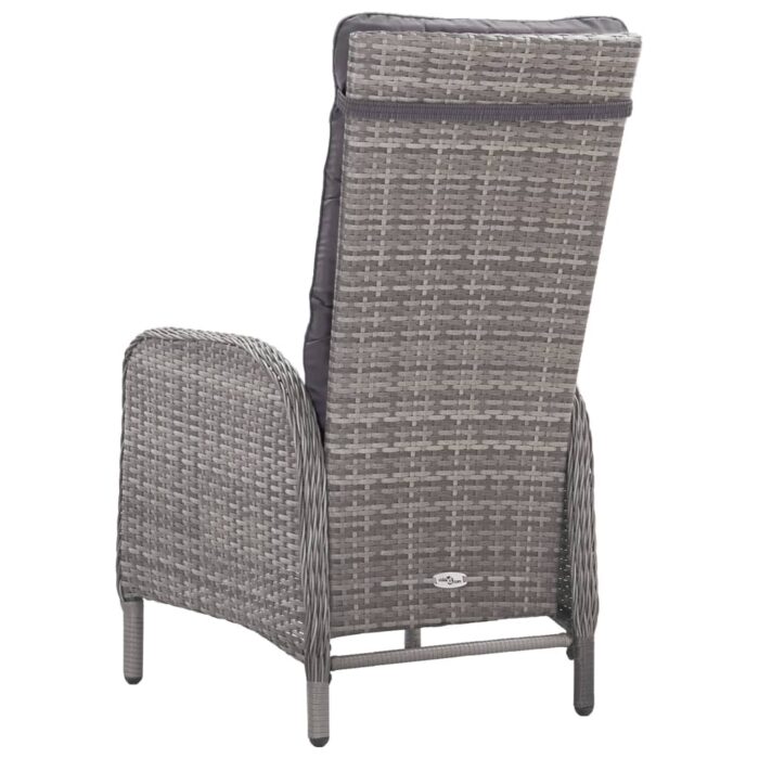 3-tlg. Bistro-Set Poly Rattan und Glas Grau – Bild 7
