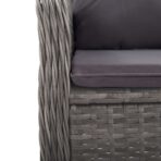 3-tlg. Bistro-Set Poly Rattan und Glas Grau – Bild 8