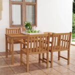 5-teiliges Garten-Ess-Set 180 x 90 cm Massivholz Teak
