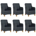 7-tlg. Garten-Essgruppe mit Auflagen Poly Rattan Dunkelgrau – Bild 2