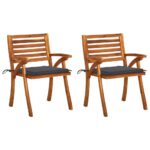 Garten-Essstühle mit Kissen 3 Stk. Massivholz Akazie