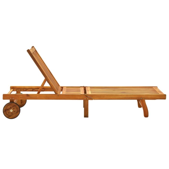 Sonnenliege mit Auflage Akazie Massivholz – Bild 5