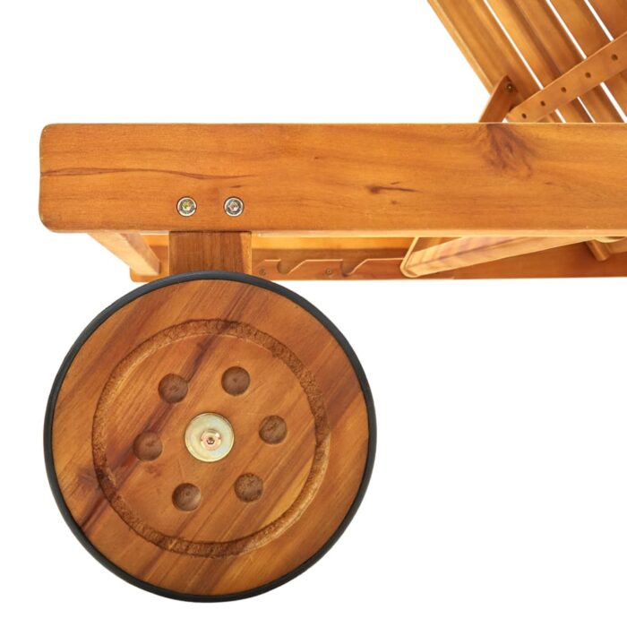 Sonnenliege mit Auflage Akazie Massivholz – Bild 7