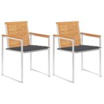 Gartenstühle mit Kissen 2 Stk. Massivholz Teak und Stahl