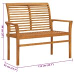 Gartenbank mit Anthrazit Auflage 112 cm Massivholz Teak – Bild 8