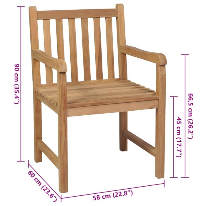 Gartenstühle 2 Stk. mit Anthrazit Kissen Massivholz Teak – Bild 9