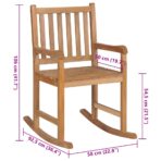 Schaukelstuhl mit Anthrazit Kissen Massivholz Teak – Bild 9