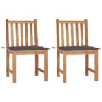 Gartenstühle 2 Stk. mit Kissen Massivholz Teak