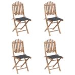 5-tlg. Garten-Essgruppe mit Kissen Klappbar Bambus – Bild 2