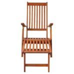 Liegestuhl mit Fussstütze und Auflage Akazie Massivholz – Bild 3