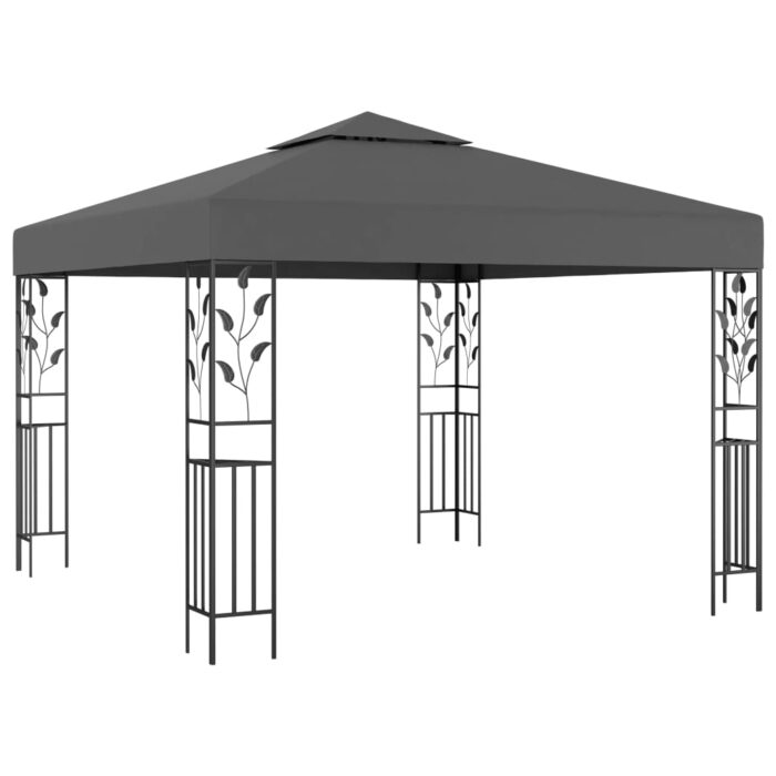 Pavillon mit LED-Lichterkette 3x3 m Anthrazit – Bild 3