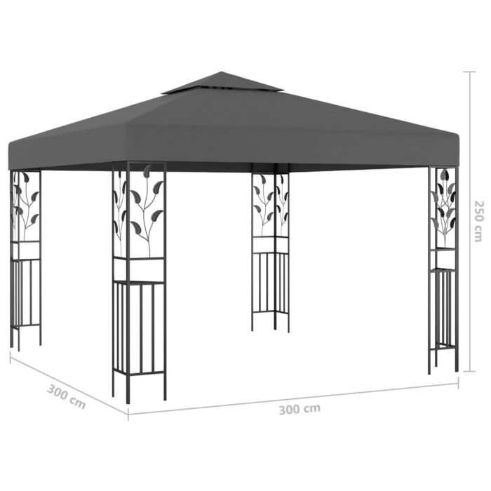 Pavillon mit LED-Lichterkette 3x3 m Anthrazit – Bild 9