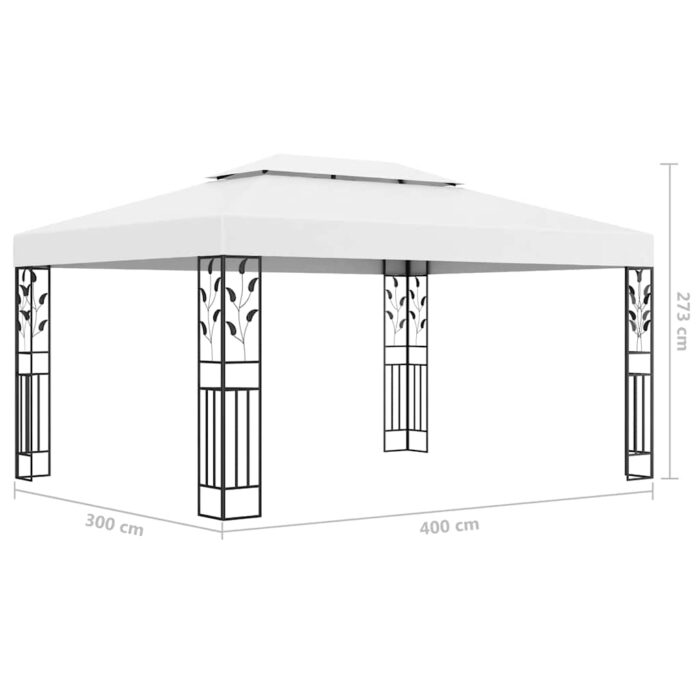 Pavillon mit Doppeldach & LED-Lichterkette 3x4 m Weiss – Bild 10