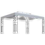 Pavillon mit Doppeldach & LED-Lichterkette 3x4 m Weiss – Bild 2