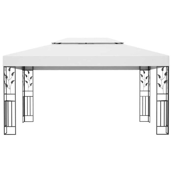 Pavillon mit Doppeldach & LED-Lichterkette 3x4 m Weiss – Bild 4