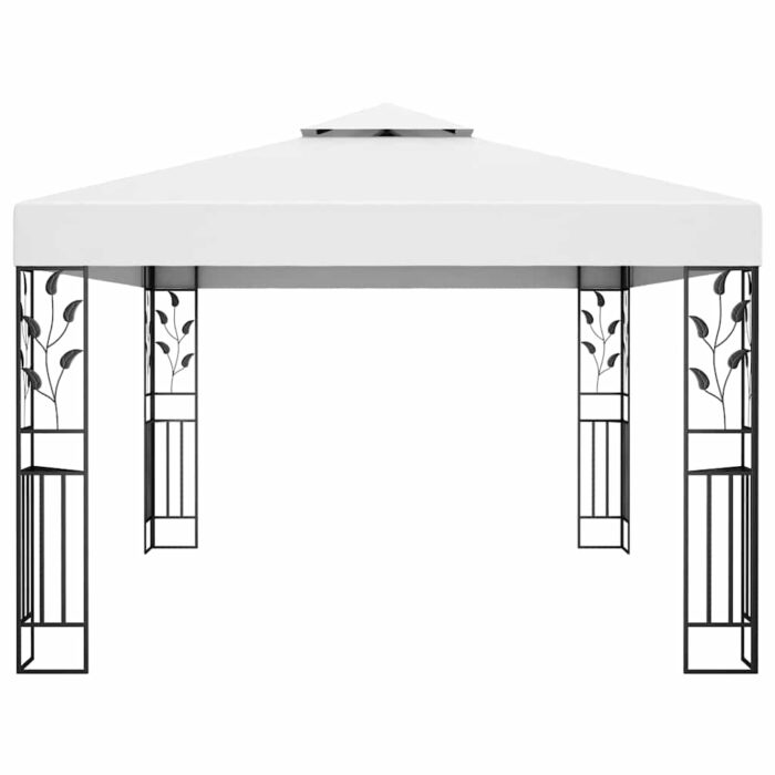 Pavillon mit Doppeldach & LED-Lichterkette 3x4 m Weiss – Bild 5