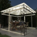 Pavillon mit Moskitonetz & LED-Lichterkette 3x3x2,73m Cremeweiss
