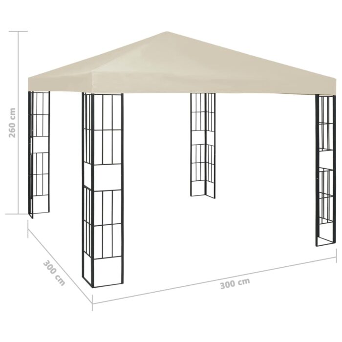 Pavillon mit LED-Lichterkette 3x3 m Cremeweiss – Bild 11