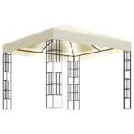 Pavillon mit LED-Lichterkette 3x3 m Cremeweiss – Bild 2