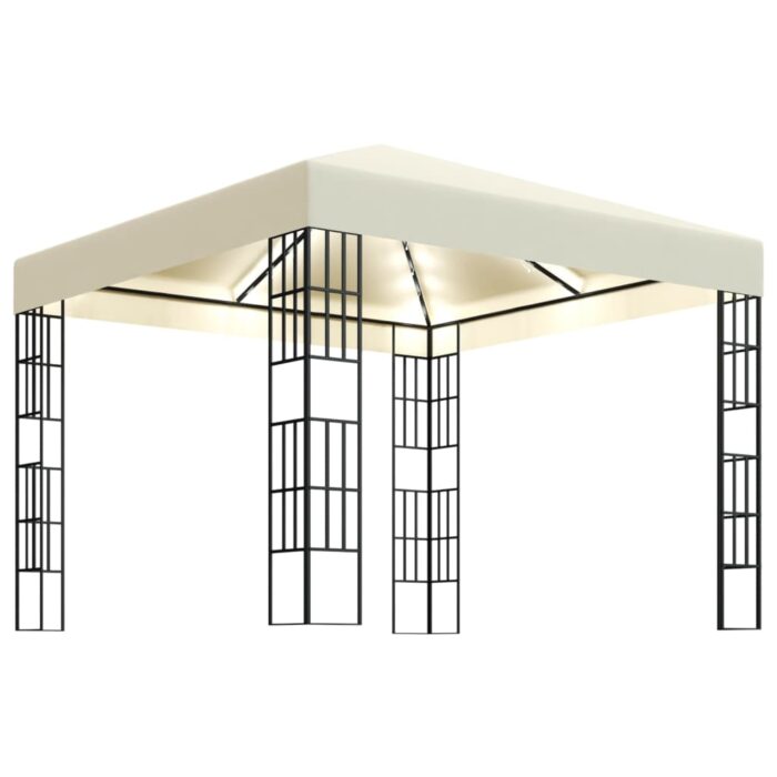 Pavillon mit LED-Lichterkette 3x3 m Cremeweiss – Bild 2