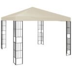 Pavillon mit LED-Lichterkette 3x3 m Cremeweiss – Bild 3