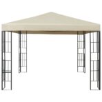 Pavillon mit LED-Lichterkette 3x3 m Cremeweiss – Bild 4