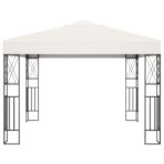 Pavillon mit LED-Lichterkette 3x3 m Creme Stoff – Bild 4