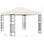 Pavillon mit LED-Lichterkette 3x3 m Creme Stoff – Bild 9