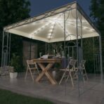 Pavillon mit LED-Lichterkette 300x300 cm Cremeweiss