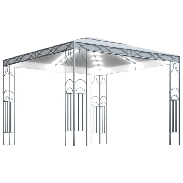 Pavillon mit LED-Lichterkette 300x300 cm Cremeweiss – Bild 2