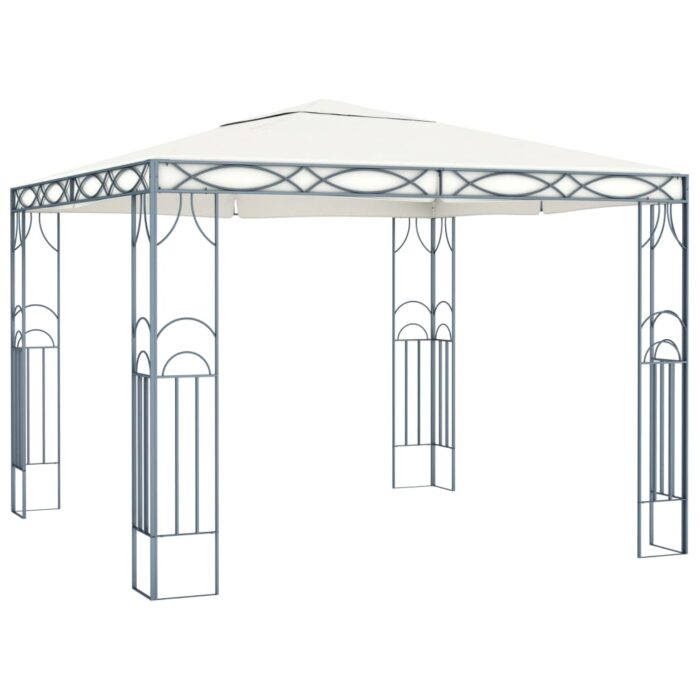 Pavillon mit LED-Lichterkette 300x300 cm Cremeweiss – Bild 3