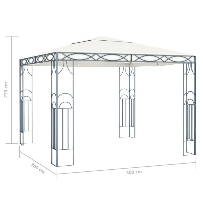 Pavillon mit LED-Lichterkette 300x300 cm Cremeweiss – Bild 8