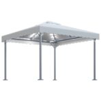 Pavillon mit LED-Lichterkette 300x300 cm Cremeweiss Aluminium – Bild 2