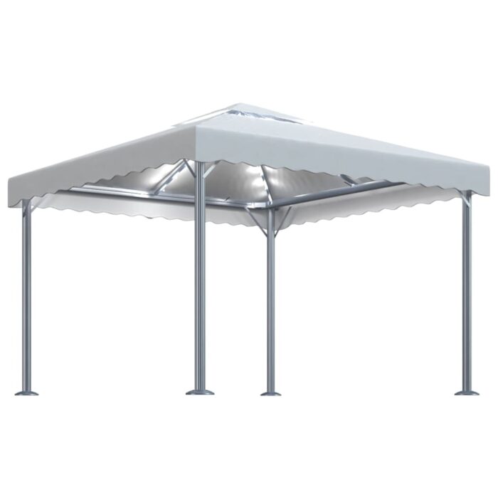Pavillon mit LED-Lichterkette 300x300 cm Cremeweiss Aluminium – Bild 2