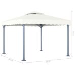 Pavillon mit LED-Lichterkette 300x300 cm Cremeweiss Aluminium – Bild 8