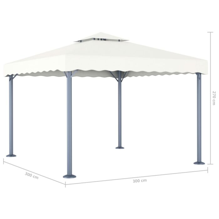 Pavillon mit LED-Lichterkette 300x300 cm Cremeweiss Aluminium – Bild 8