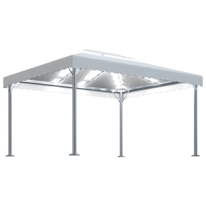 Pavillon mit LED-Lichterkette 400x300 cm Cremeweiss Aluminium – Bild 2