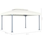 Pavillon mit LED-Lichterkette 400x300 cm Cremeweiss Aluminium – Bild 9