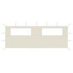 Pavillon-Seitenwand mit Fenstern 6x2 m Creme