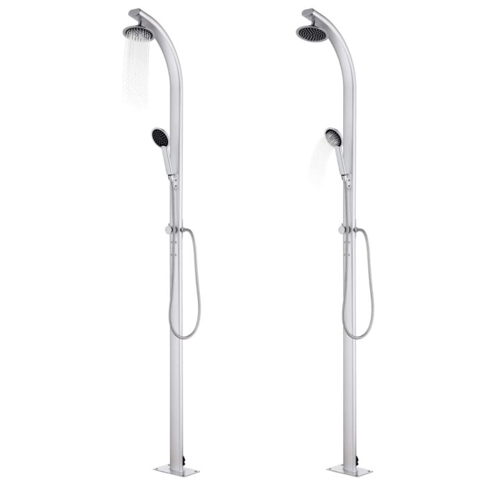 Gartendusche mit Brauner Bodenplatte 220 cm Aluminium – Bild 2